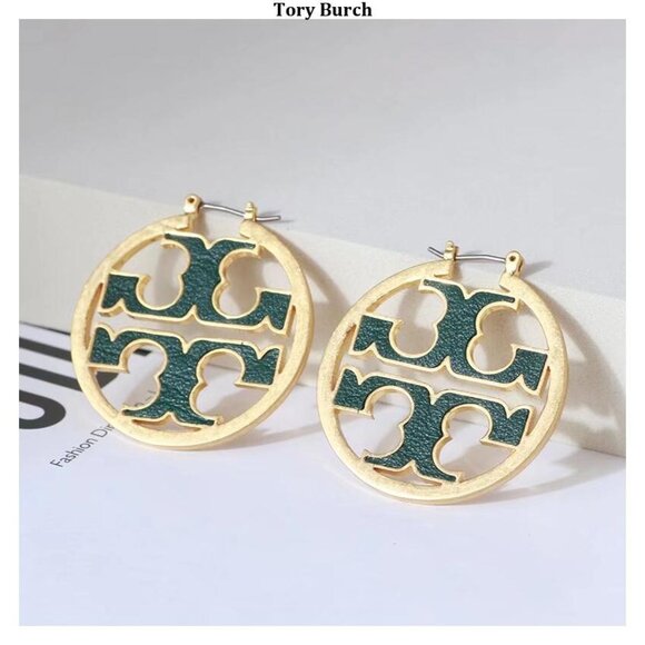 Tory Burch gold and green earrings - Picture 2 of 4